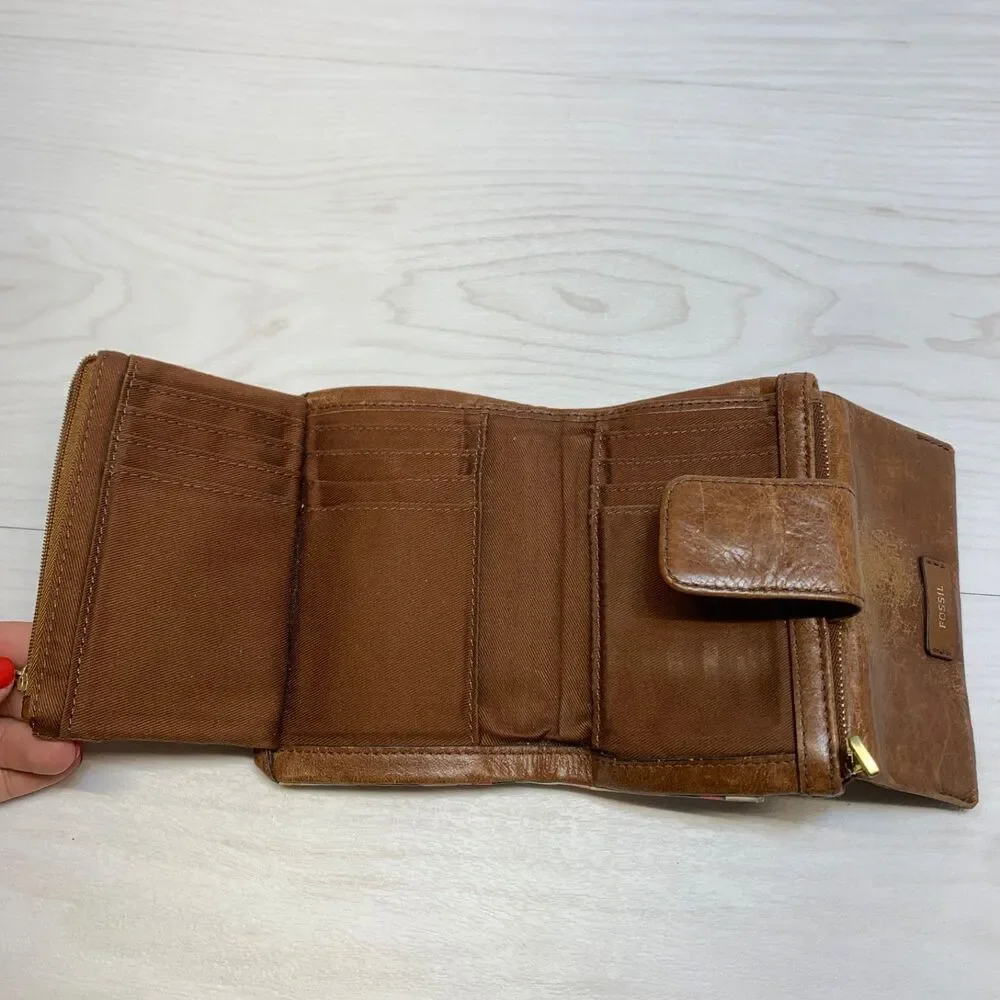 Fossil Ellis Leather Wallet Bifold Organizer‎ Brown Multi SL7367994